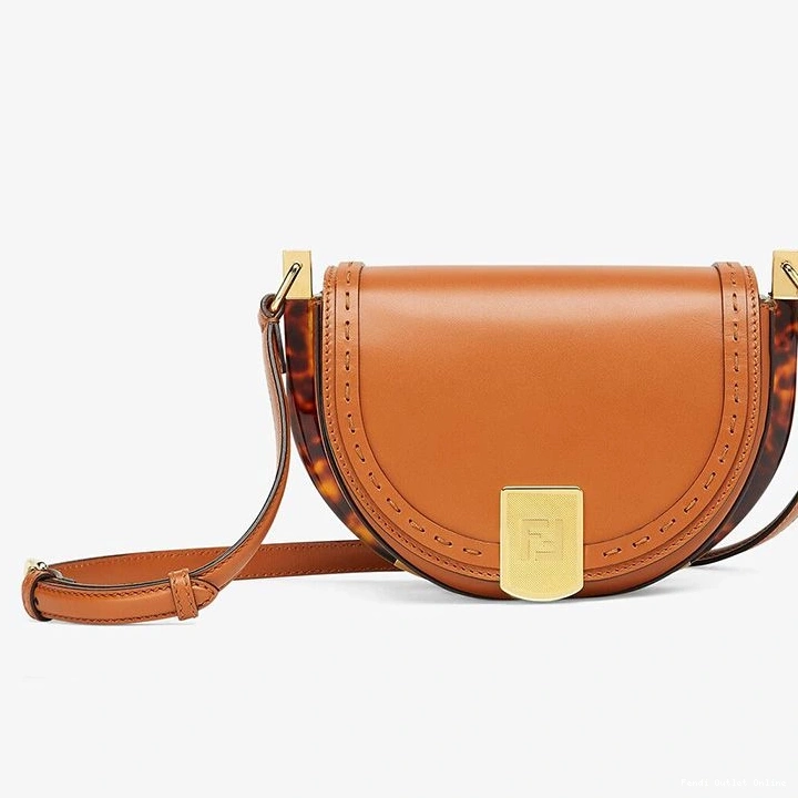 Leather Fendi Moonlight In Brown Calf ROMA Logo Bag 0714